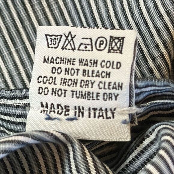 Canali Button up Shirt Size Large L  Made in  Italy Cotton Gray Striped SPOT - Picture 9 of 10